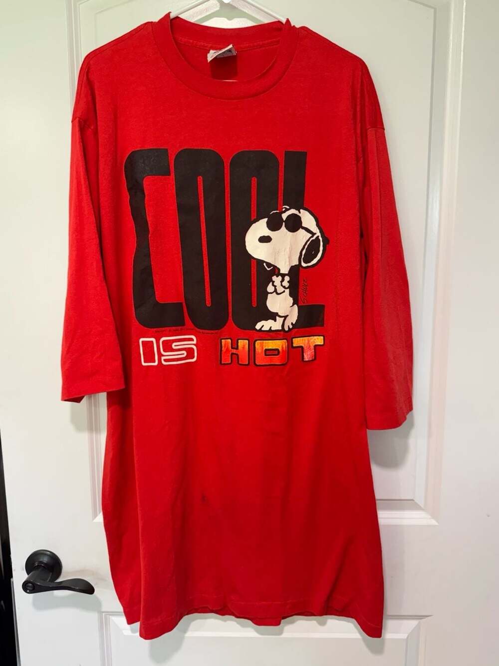 Vintage 80s Snoopy Sleep Shirt Nightgown Oversized Graphic Tee Dress L/XL